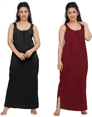 PHFS Women Nighty(Black, Maroon)