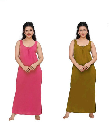 PHFS Women Nighty(Pink, Brown)