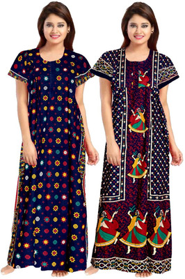 Hans Crafted Women Nighty(Multicolor)