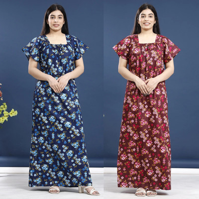 Hans Crafted Women Nighty(Multicolor)