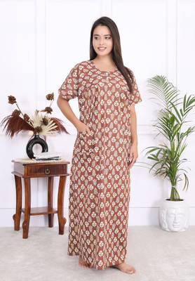 Hans Crafted Women Nighty(Maroon)