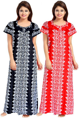 Sharma Distributor Women Nightdress(Black, Red)