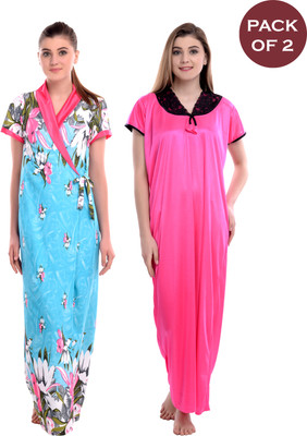 KEOTI Women Nighty with Robe(Multicolor)