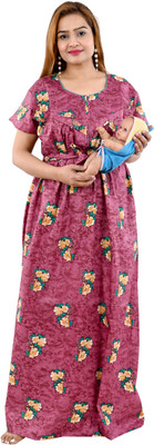 AGGARWAL Women Maternity/Nursing Nighty(Purple)