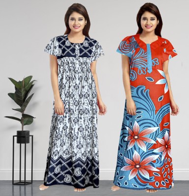 AakarShana Women Nighty Set(Multicolor)