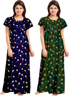 DreamBe Women Nighty(Blue, Green)