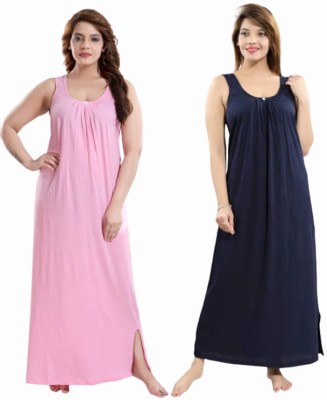 PHFS Women Nighty Set(Pink, Dark Blue)