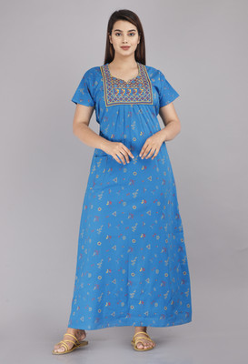 fashiongrape Women Nighty(Light Blue)