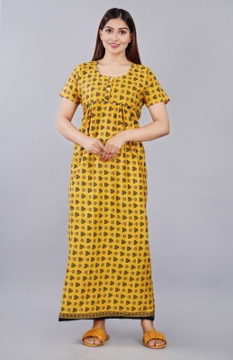 Geeta Fashion Women Nighty(Yellow)