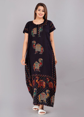 AakarShana Women Nighty(Blue)
