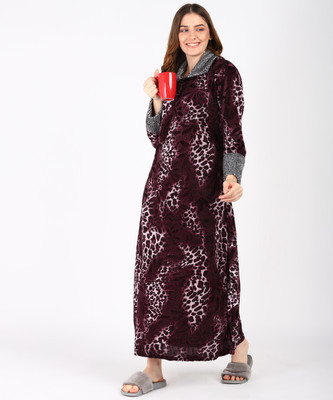 L r textiles Women Nighty(Maroon)