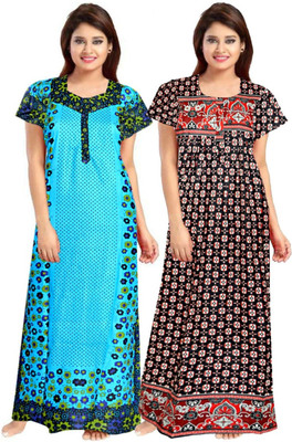 Sharma Distributor Women Nighty(Blue, Black)