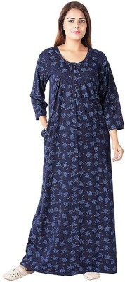 Gownnglow Women Nighty(Blue)