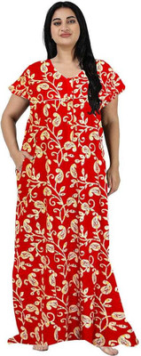 Hans Crafted Women Nighty(Red)