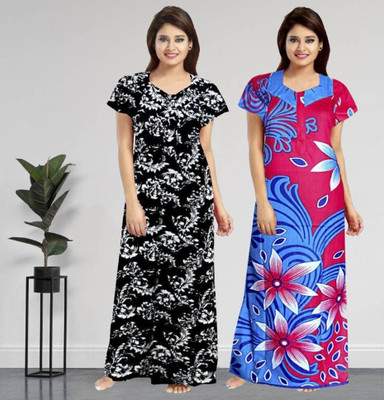 KrishvProducts Women Nighty(Multicolor)