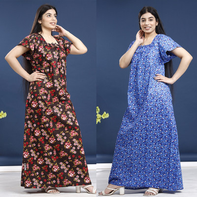 Hans Crafted Women Nighty(Multicolor)
