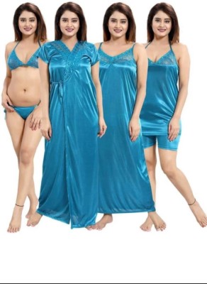 Minha Women Nighty Set(Blue)