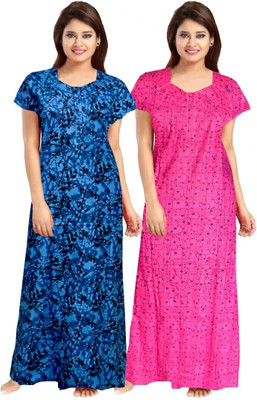 Hans Crafted Women Nighty(Blue, Pink)