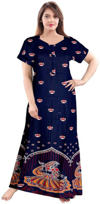 AakarShana Women Nighty(Blue)