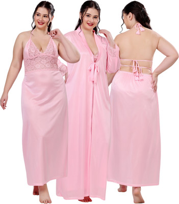 ANNA TEXTILES Women Nighty(Pink)