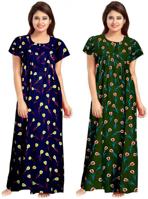 Sajao Creation Women Nighty Set(Multicolor)