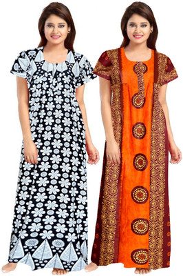 Sharma Distributor Women Nighty(White, Brown)