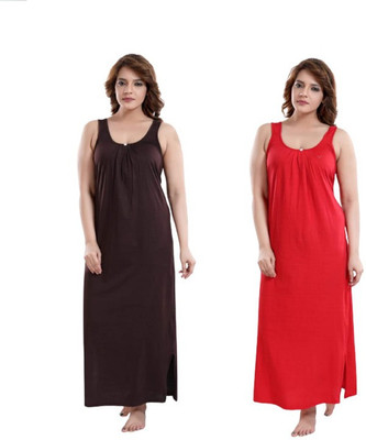 PHFS Women Nighty(Brown, Red)