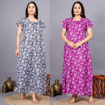 Saviaara Women Nighty(Multicolor)