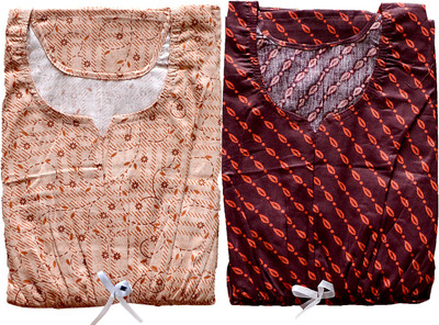 Hans Crafted Women Nighty(Grey, Maroon)