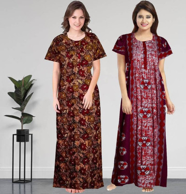 KrishvProducts Women Nighty(Multicolor)