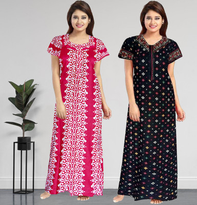AakarShana Women Nighty Set(Pink, Blue)