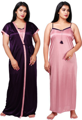 KKashyap Women Nighty with Robe(Multicolor)