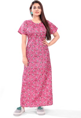 ANKONA Women Nighty(Pink)