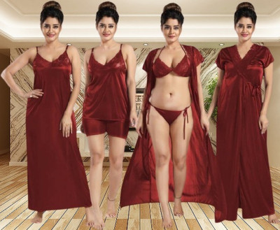 Divine Paridhaan Women Nightdress(Maroon)