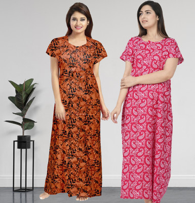 AakarShana Women Nighty Set(Multicolor)