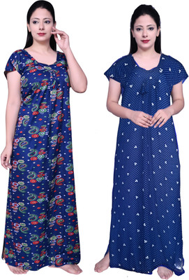 Fabricalign Women Nightdress(Light Blue)