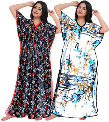 Hans Crafted Women Nighty(White)