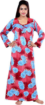 AGGARWAL Women Nighty(Maroon)