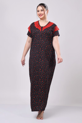 THUMKA Women Nighty(Black)