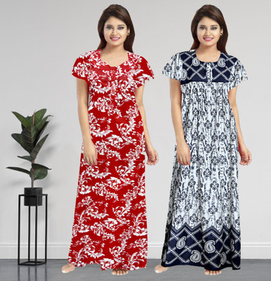 AakarShana Women Nighty Set(Red, Black)