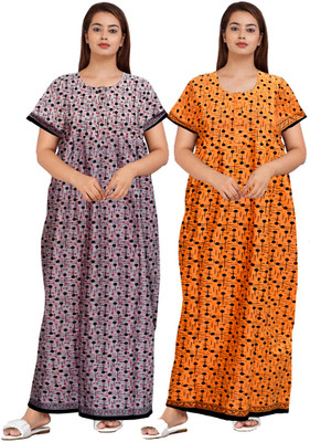 Hans Crafted Women Nighty(Black, Blue)