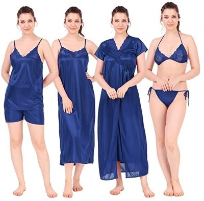 nofa Women Robe and Lingerie Set(Blue)