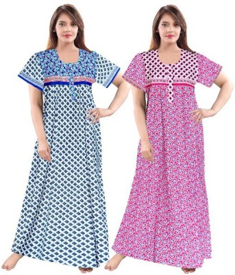 SILVER ORGANISATION Women Nighty(Blue, Pink)