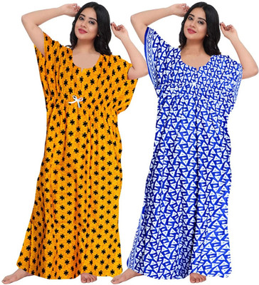 Hans Crafted Women Nighty(Yellow, Blue, White)