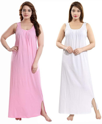 PHFS Women Nighty Set(Pink, White)