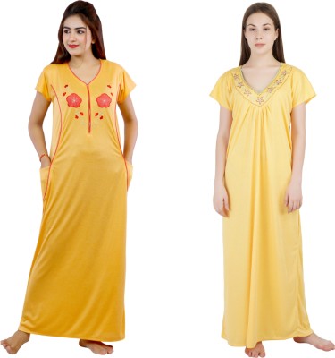 NACNO Women Nighty(Yellow)