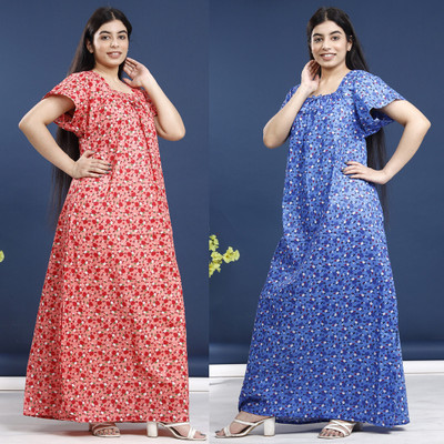 Hans Crafted Women Nighty(Multicolor)