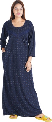 Asaaskm Women Nighty(Blue, Pink)