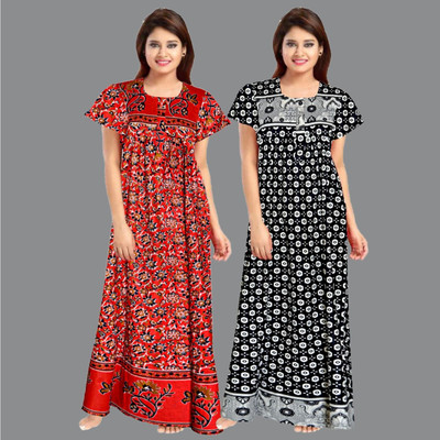 Sharma Distributor Women Nighty(Red, Black)