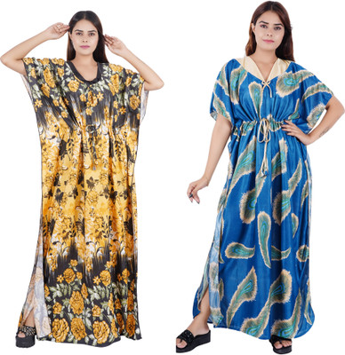REN STAR Printed Satin Blend Women Kaftan